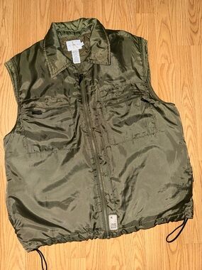 Vintage Calvin Klein Jeans Vest Mens Medium Olive Green Utility Nylon Y2K Zip